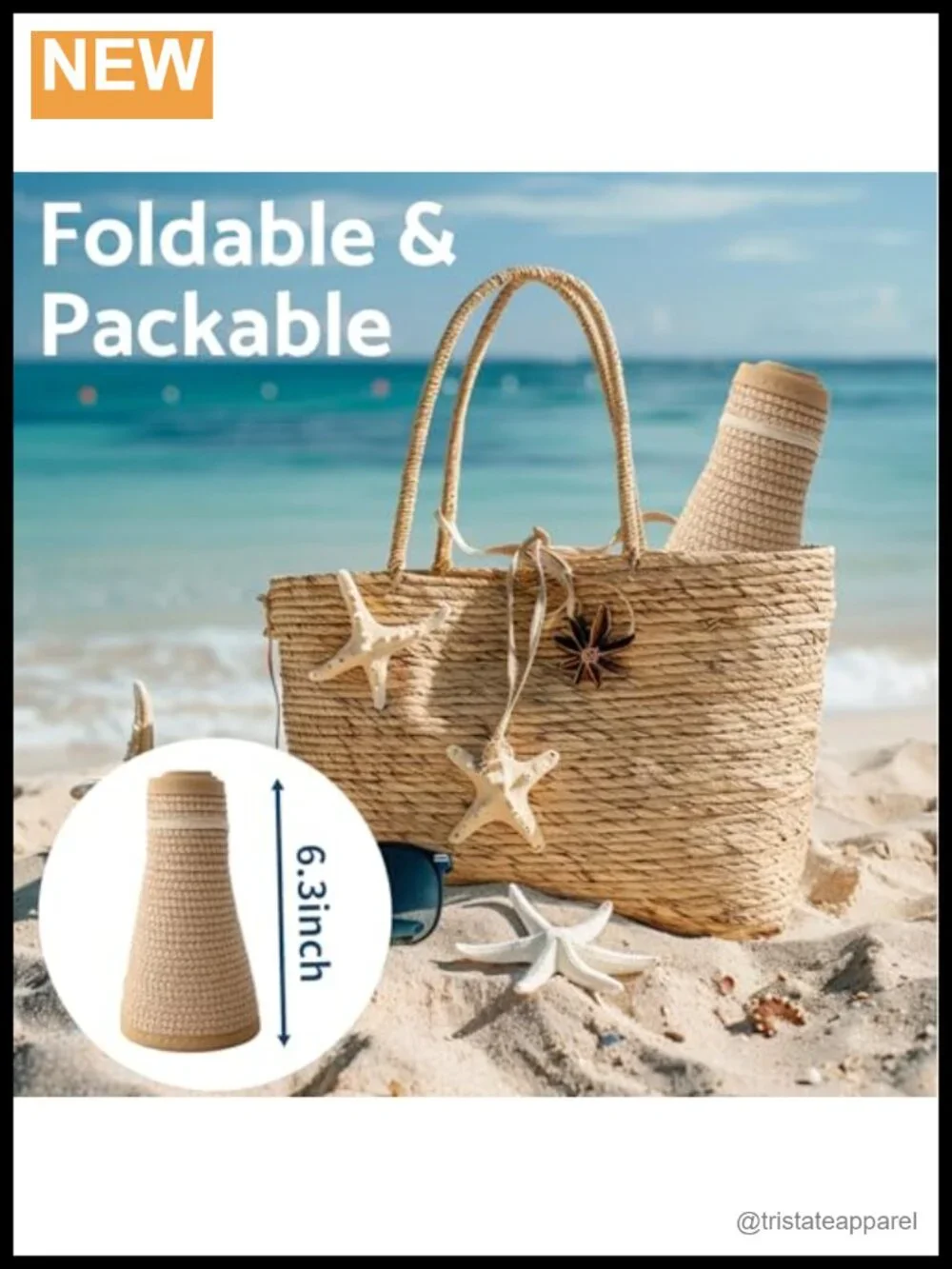 Wide Brim Roll-Up Beach Ponytail Sun Hat with UV Protection Packable Travel